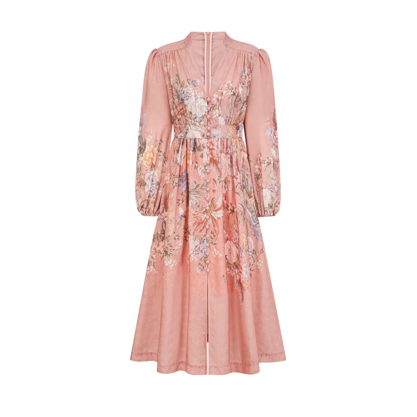 Sidonie pink V-neck floral-print midi dress