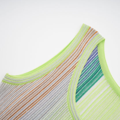 Amaryllis Green Sequin Striped Knit Mini Dress