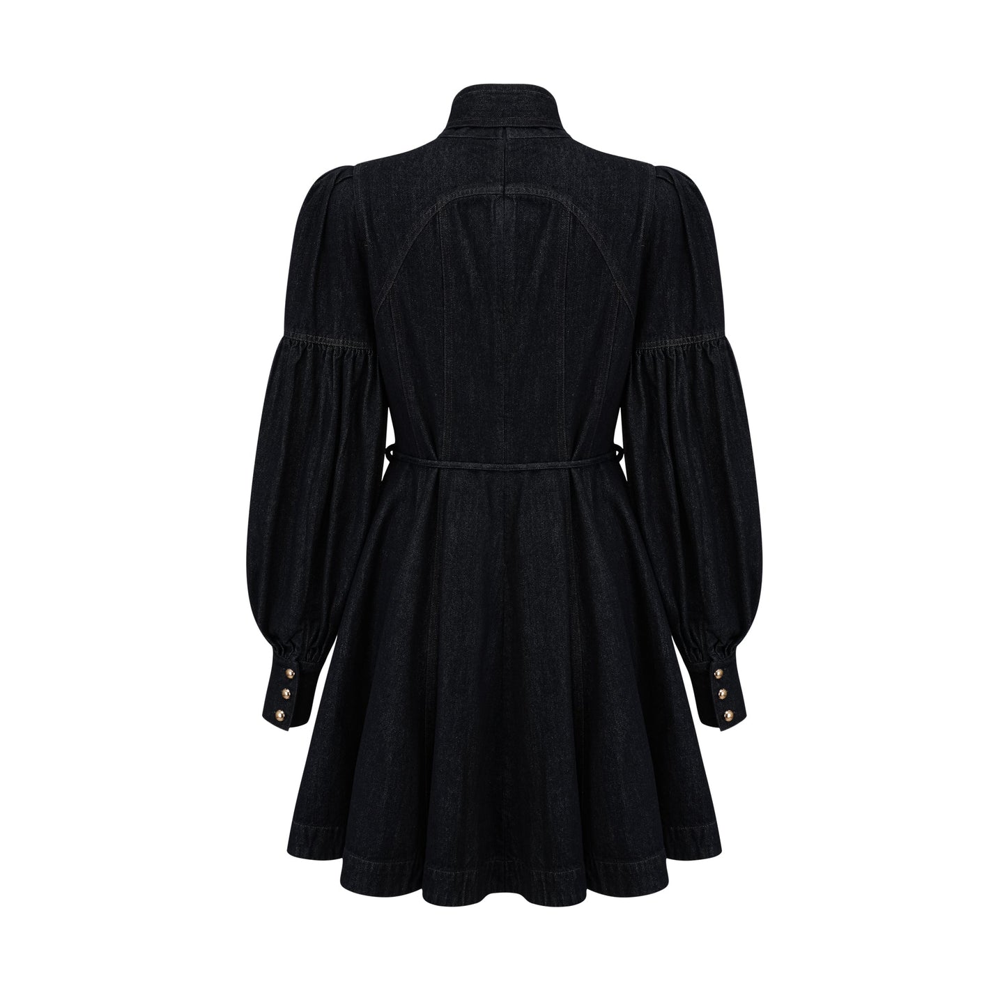 Mirabel dark-blue contrast-stitch denim mini dress