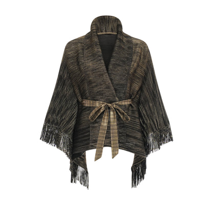 Dextard black gilded creased top & skirt matching set