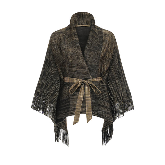 Dextard black gilded creased top & skirt matching set