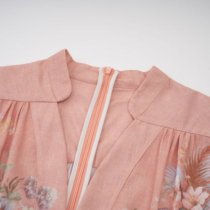Sidonie pink V-neck floral-print midi dress