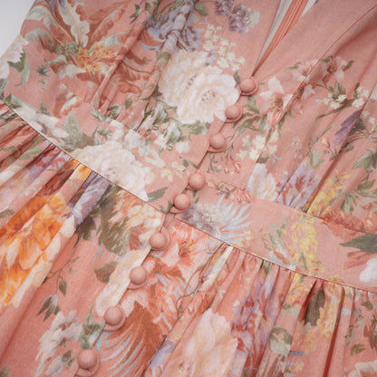 Sidonie pink V-neck floral-print midi dress