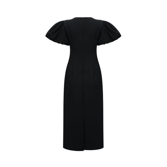 Irène sequined floral-embroidered midi dress in Black