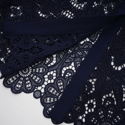 Ariane dark-blue floral crochet-lace midi dress