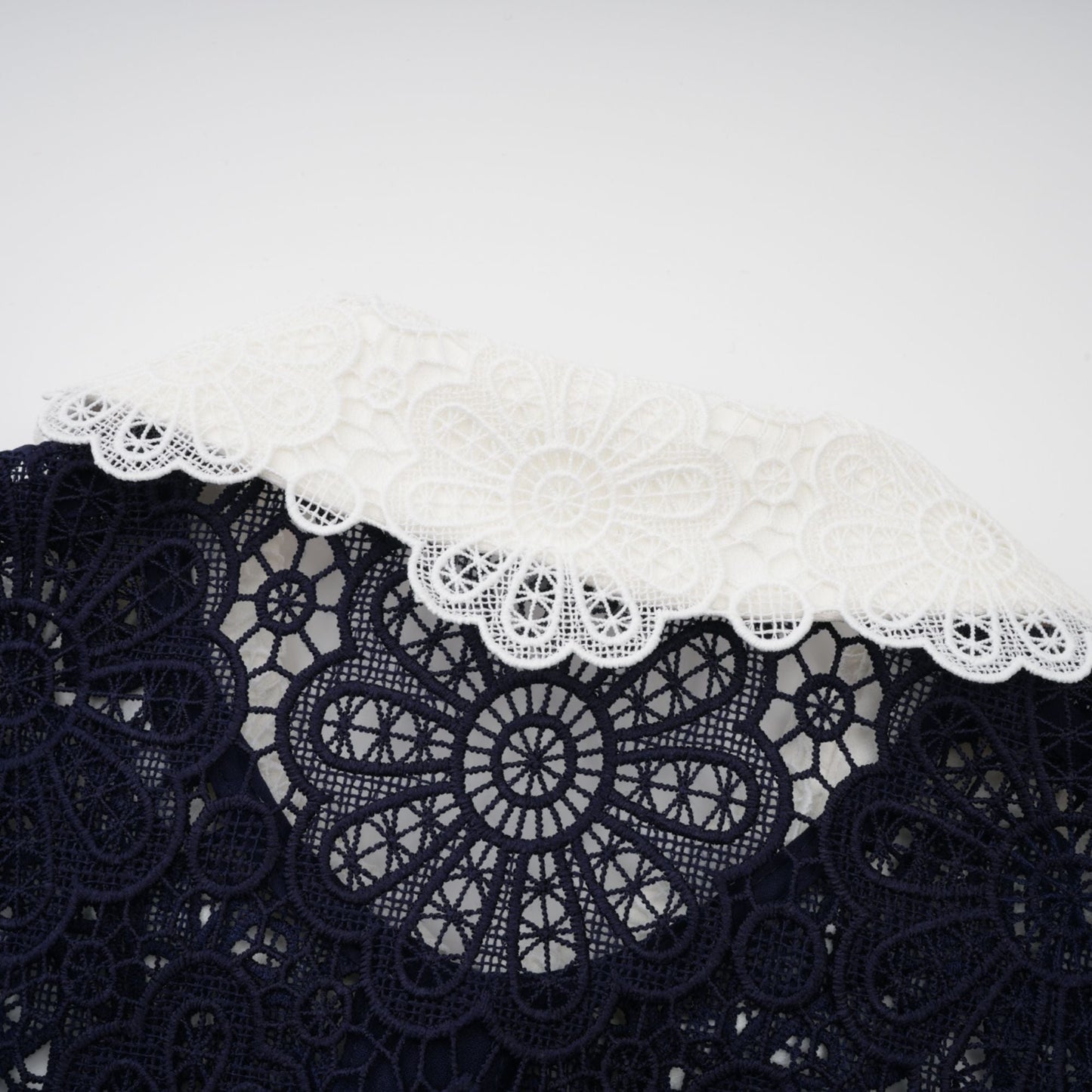 Ariane dark-blue floral crochet-lace midi dress