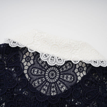 Ariane dark-blue floral crochet-lace midi dress