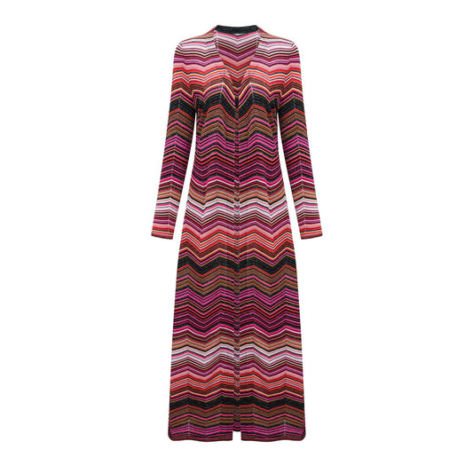 Chloé Red Striped Knit Long Cardigan