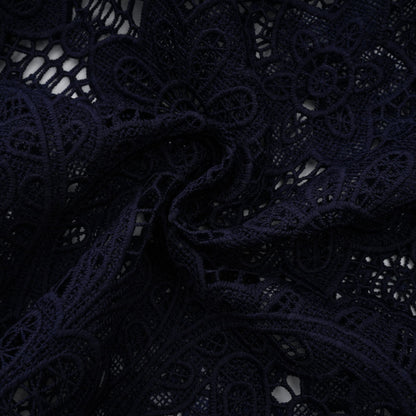 Ariane dark-blue floral crochet-lace midi dress