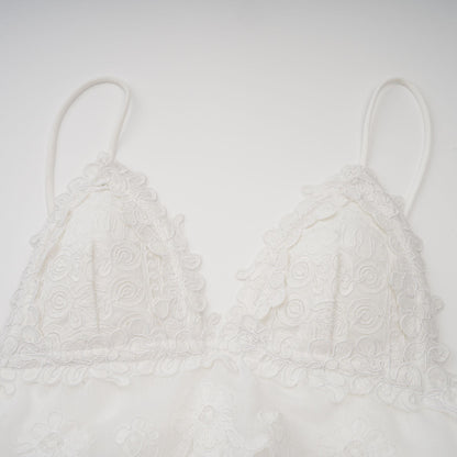 Valeria white guipure-lace tiered mini dress