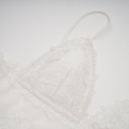 Valeria white guipure-lace tiered mini dress