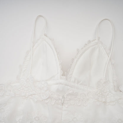 Valeria white guipure-lace tiered mini dress