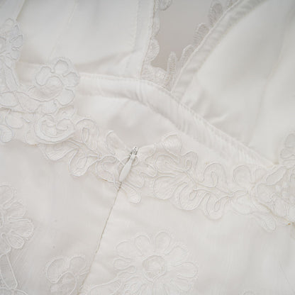 Valeria white guipure-lace tiered mini dress
