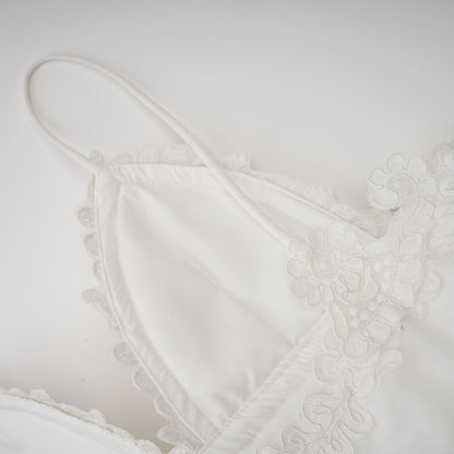 Valeria white guipure-lace tiered mini dress