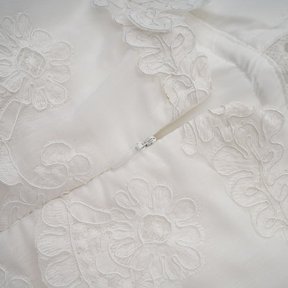 Valeria white guipure-lace tiered mini dress