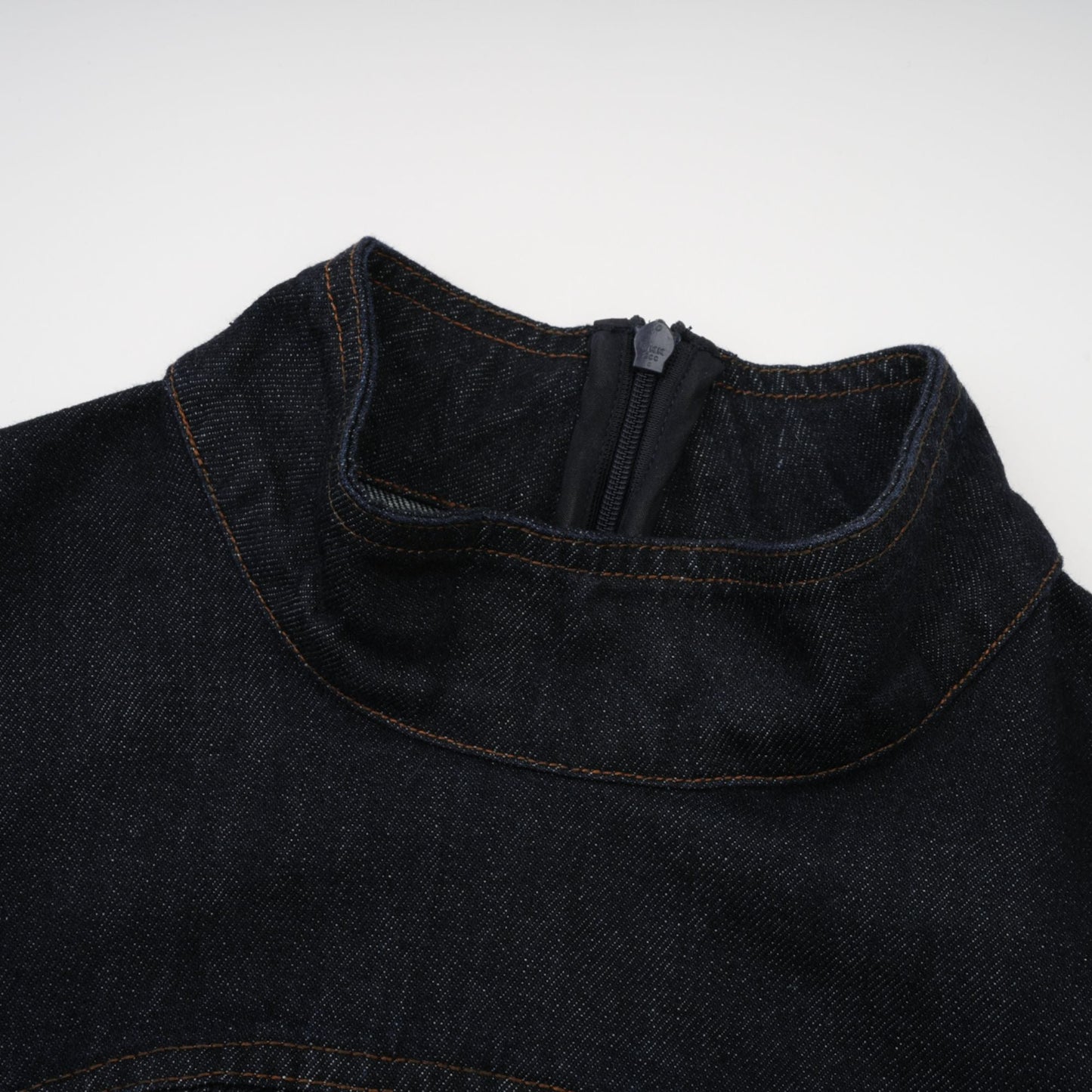 Mirabel dark-blue contrast-stitch denim mini dress