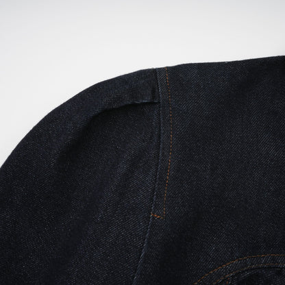Mirabel dark-blue contrast-stitch denim mini dress