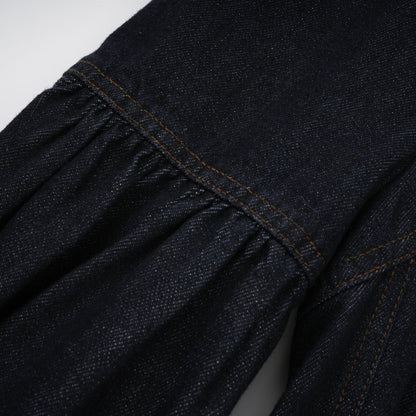 Mirabel dark-blue contrast-stitch denim mini dress