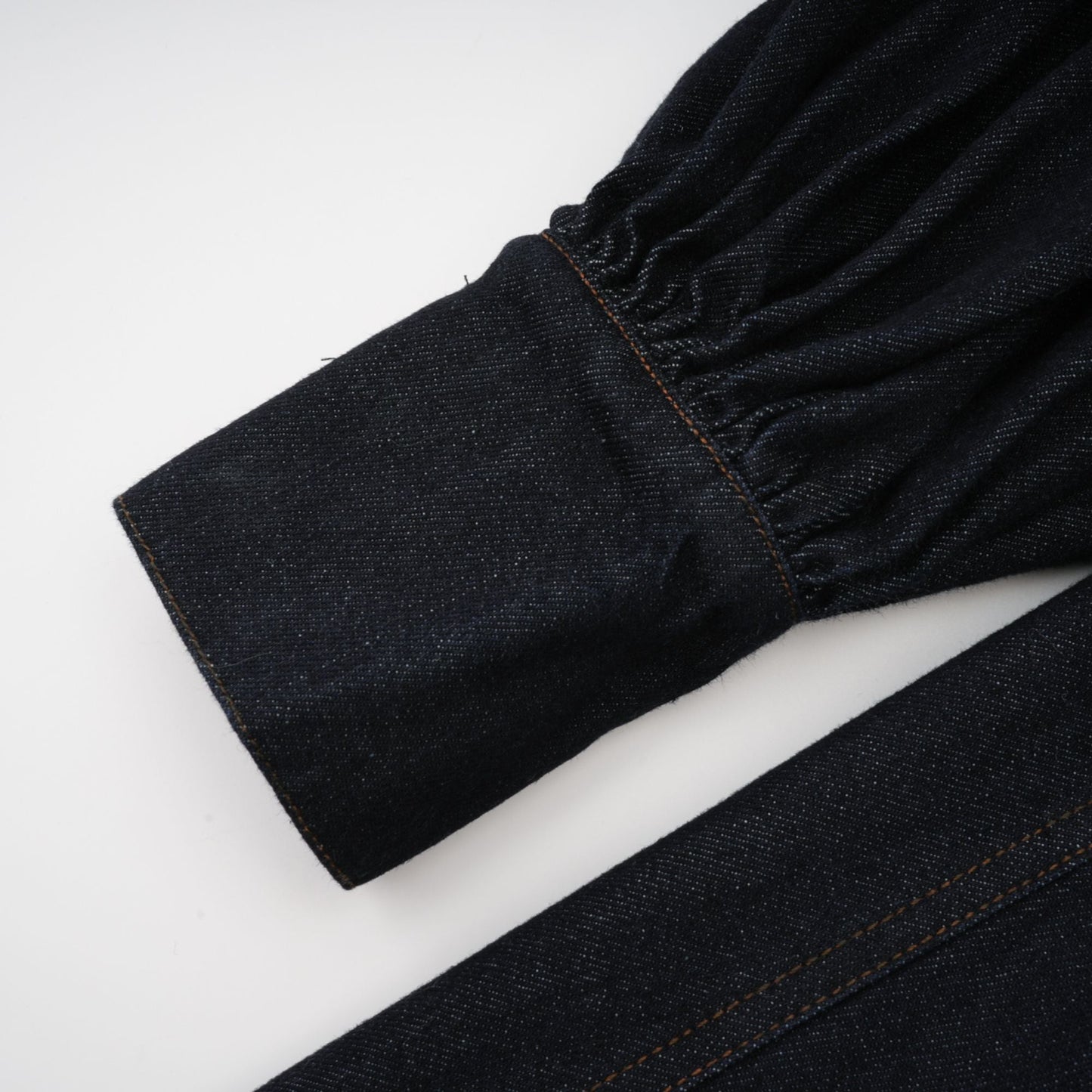 Mirabel dark-blue contrast-stitch denim mini dress