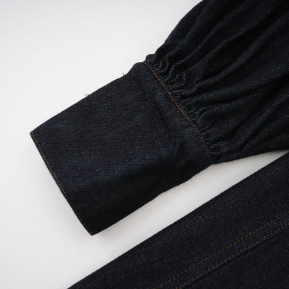 Mirabel dark-blue contrast-stitch denim mini dress