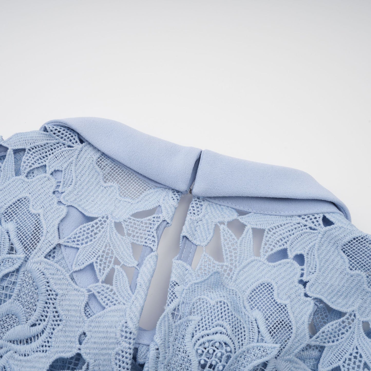 Aurore Blue Floral Appliqué Lace Midi Dress