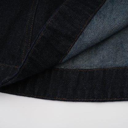 Mirabel dark-blue contrast-stitch denim mini dress