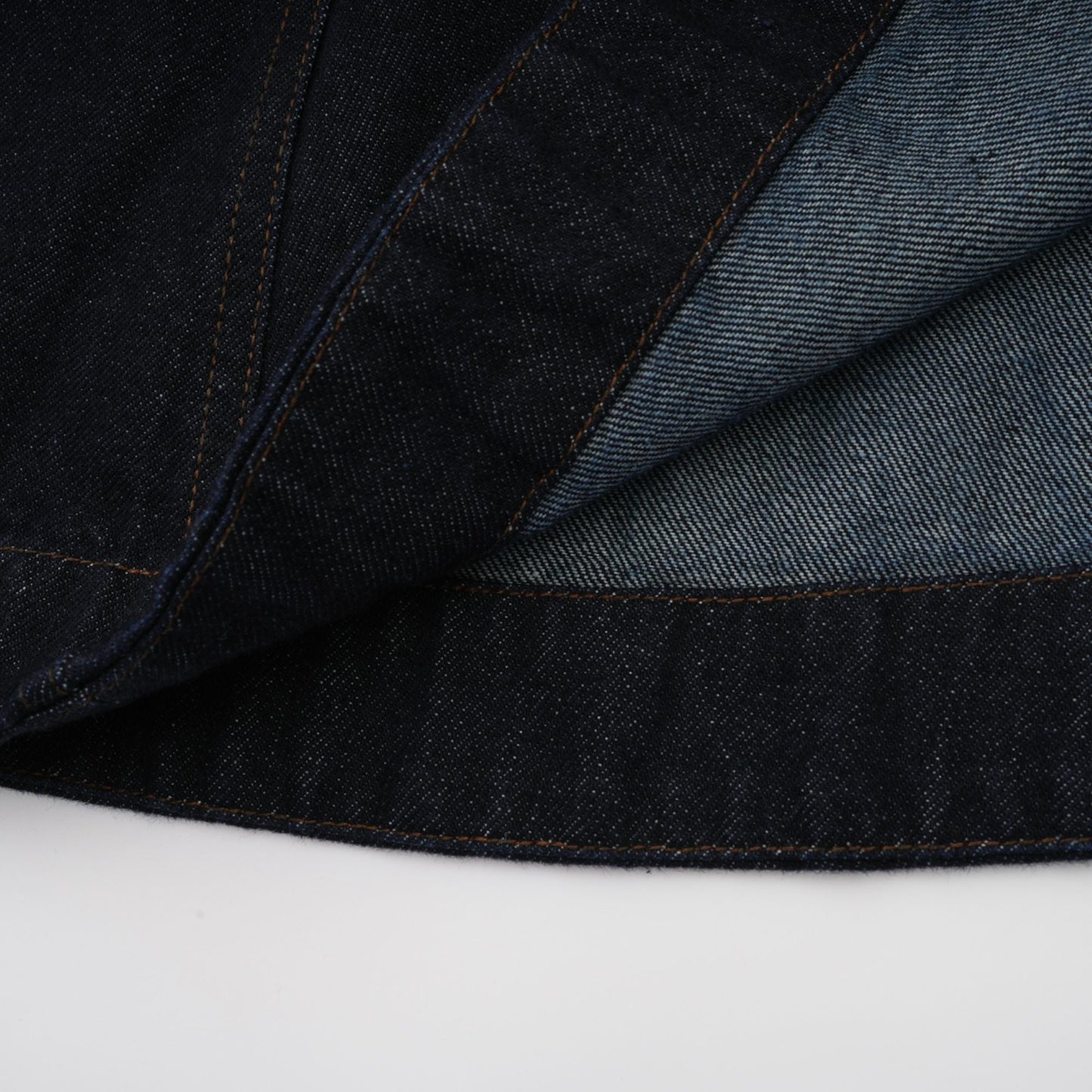 Mirabel dark-blue contrast-stitch denim mini dress