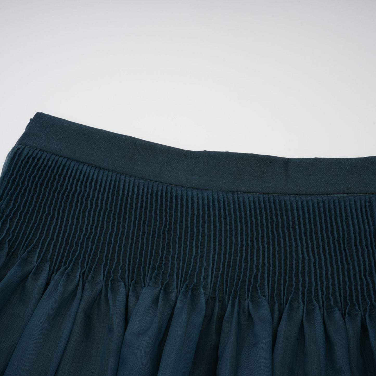 Zoé dark-green ribbon tie-neck shirt & skirt matching set