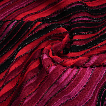 Ulysse Red Metallic Knit Halterneck Maxi Dress