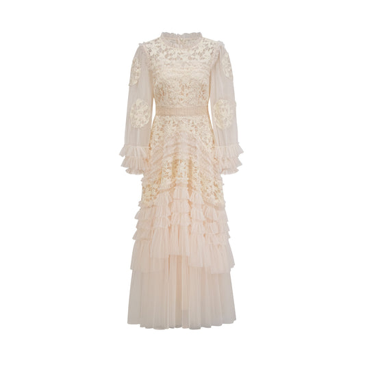 Capucine floral-embroidered layered tulle maxi dress