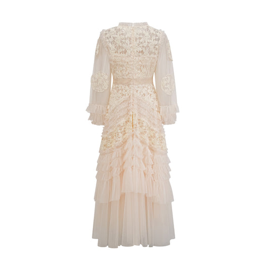 Capucine floral-embroidered layered tulle maxi dress