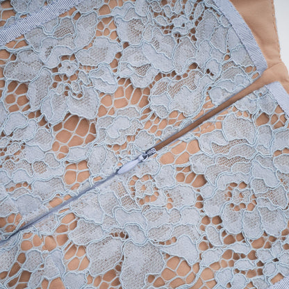 Audrey blue floral-lace boned midi dress