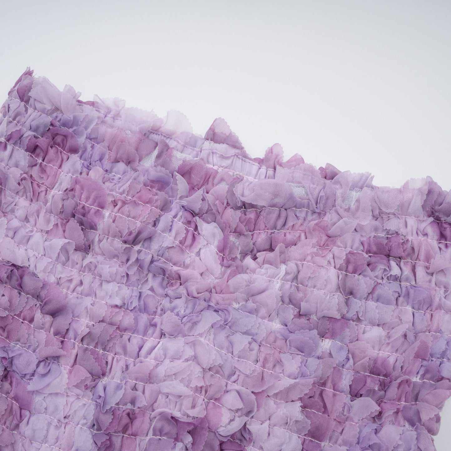 Mylène purple 3D-petal tiered tulle mini dress