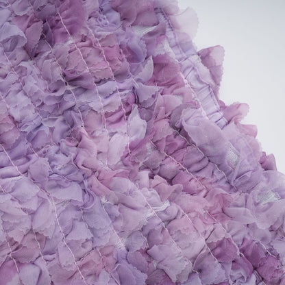 Mylène purple 3D-petal tiered tulle mini dress