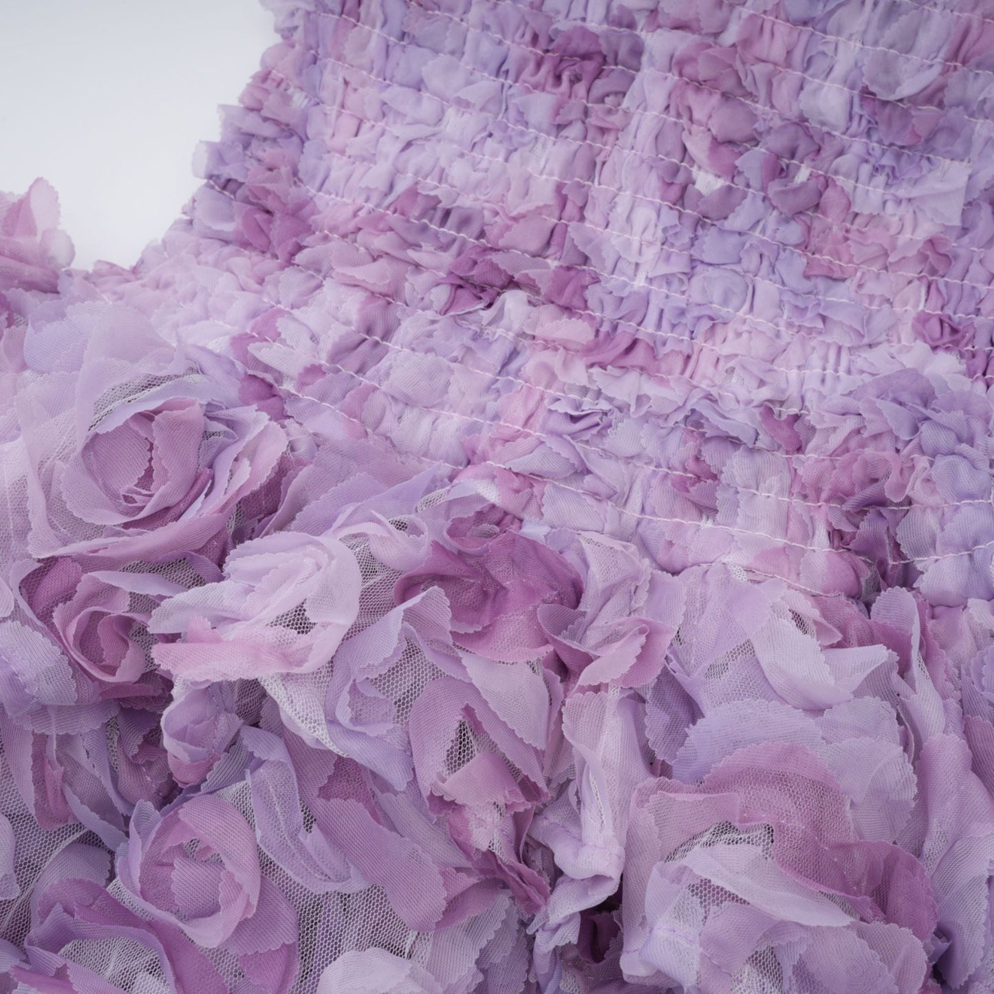 Mylène purple 3D-petal tiered tulle mini dress