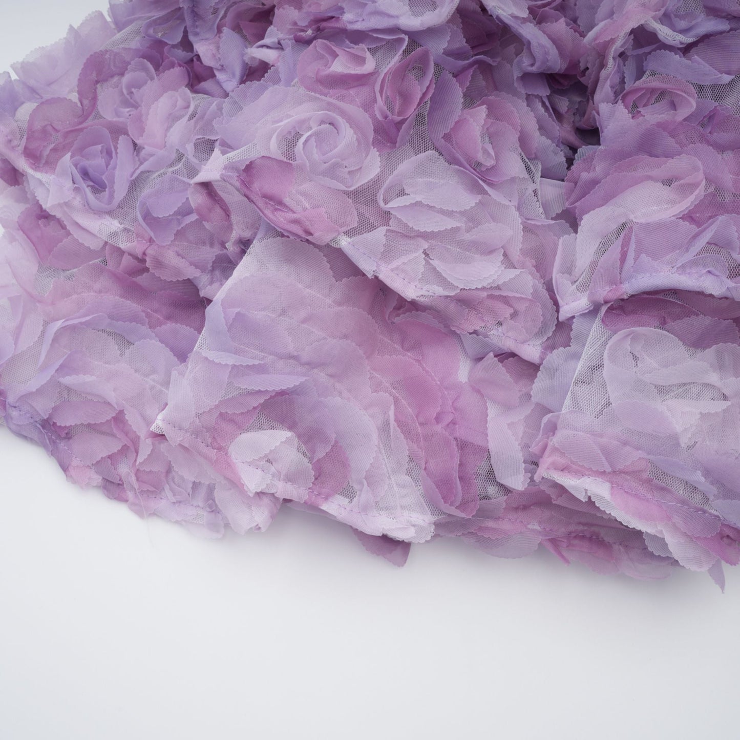Mylène purple 3D-petal tiered tulle mini dress