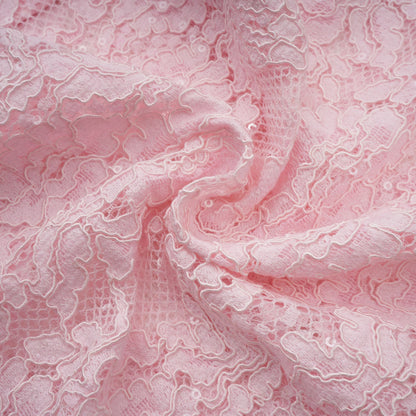 Elisabetta pink embellished floral-embroidered lace midi dress