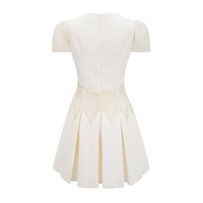 Maelle white flower-embroidered mini dress
