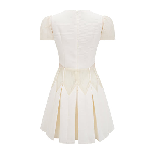 Maelle white flower-embroidered mini dress