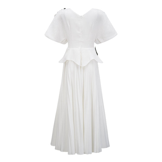 Pétale White Rose Appliqué Maxi Dress