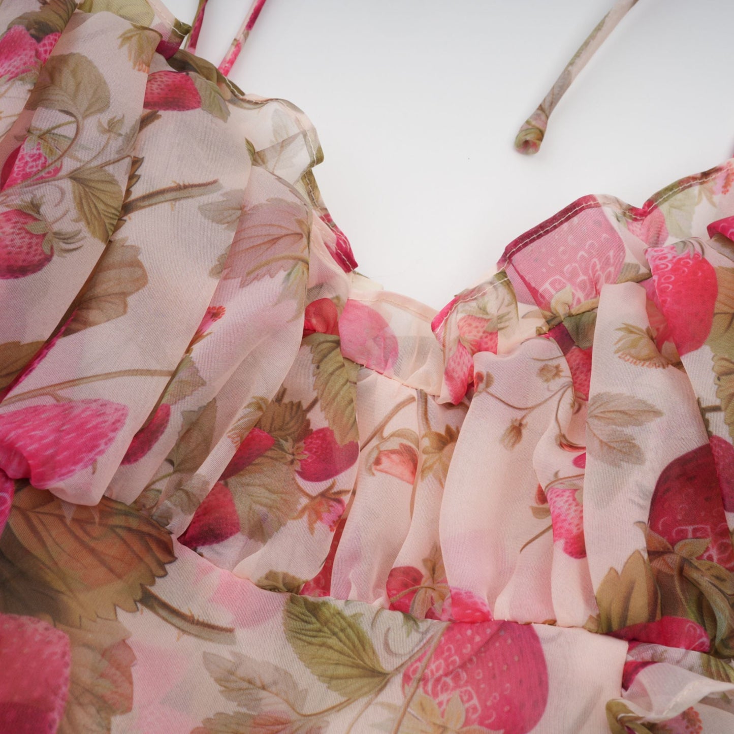 Angèle strawberry-print tiered mini dress