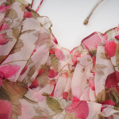 Angèle strawberry-print tiered mini dress