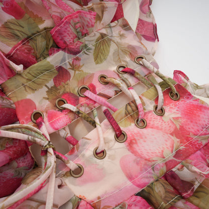 Angèle strawberry-print tiered mini dress