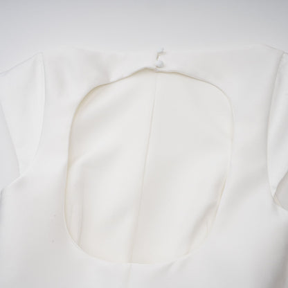 Amandine white open-back cap-sleeve midi dress