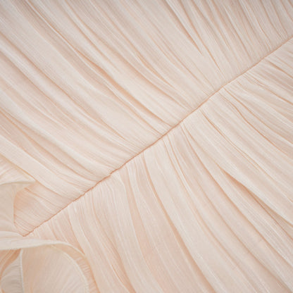 Céleste neutrals ruffled pleated maxi dress