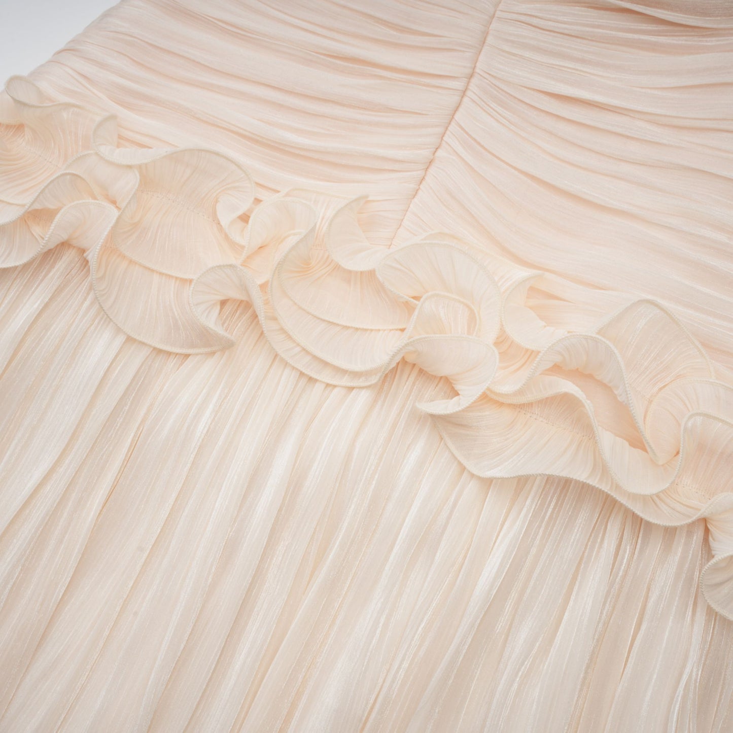 Céleste neutrals ruffled pleated maxi dress
