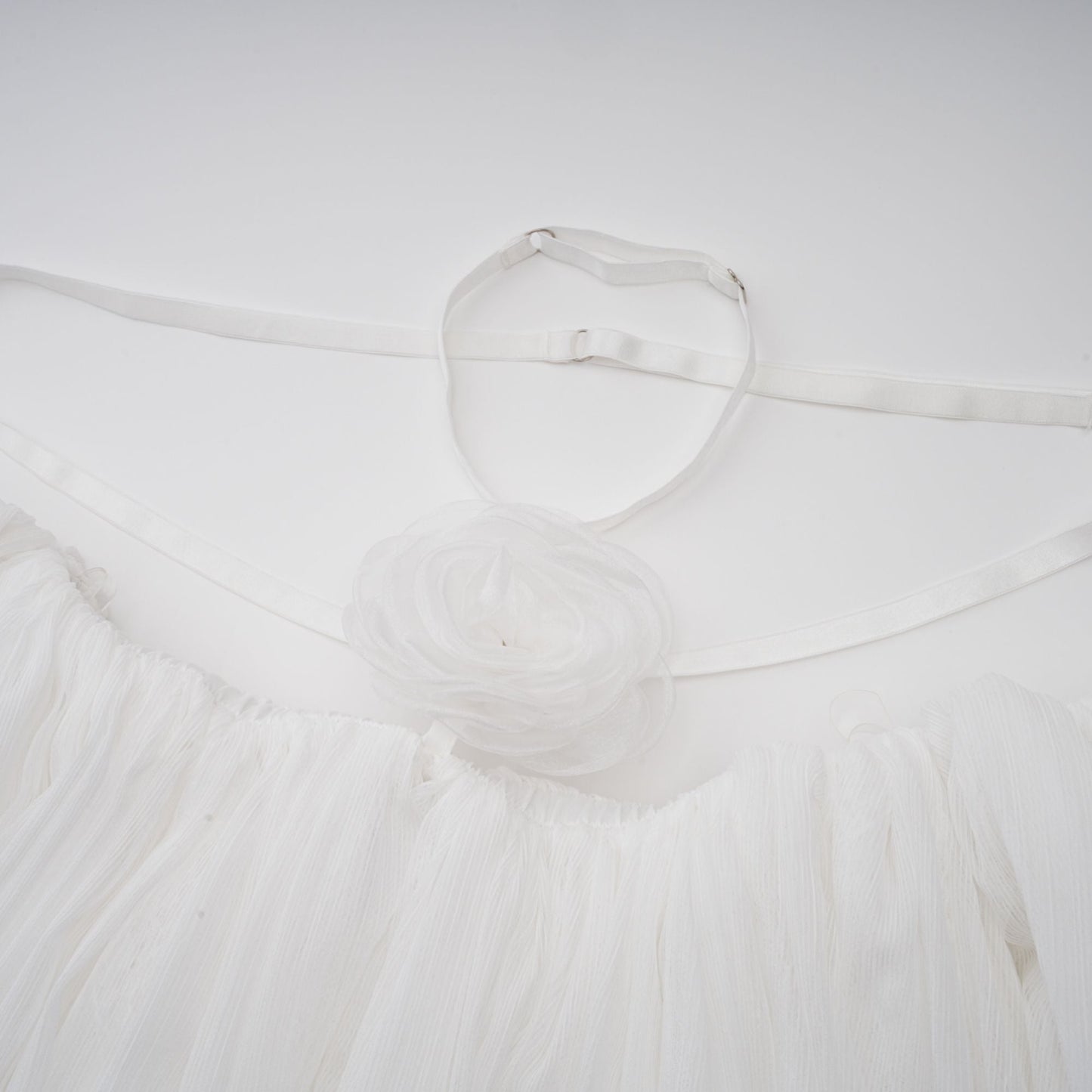 Hortense white floral-appliqué pleated tulle mini dress