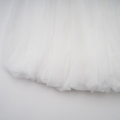 Hortense white floral-appliqué pleated tulle mini dress