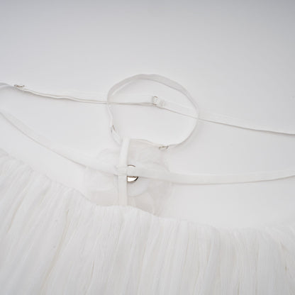 Hortense white floral-appliqué pleated tulle mini dress