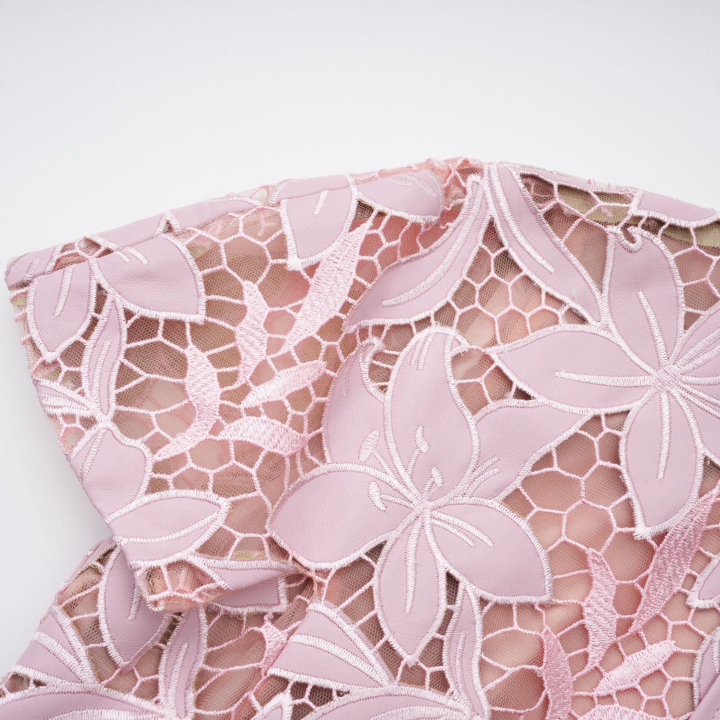 Vérane pink guipure-lace midi dress